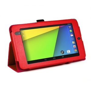 MOFRED® Red New Google Nexus 7 2 II Tablet (Launched July 2013) Case-(Second Updated Version of Case)-MOFRED® Executive Multi Function Case with Built-in Magnet for Sleep / Wake feature for the Google Nexus 7 II-2nd Generation Tablet 16GB or 32GB eMMC ,Qualcomm Snapdragon S4 1.5GHz Processor, Screen Protector + Stylus Pen (Available in Mutiple Colors) (Red)