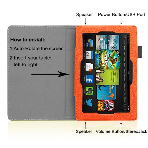 Fintie Kindle Fire HD 7" (2013 Old Model) Slim Fit Folio Case with Auto Sleep / Wake Feature (will only fit Amazon Kindle Fire HD 7, Previous Generation - 3rd), Orange Fintie Kindle Fire HD 7" (2013 Old Model) Slim Fit Folio Case with Auto Sleep / Wake Feature (will only fit Amazon Kindle Fire HD 7, Previous Generation - 3rd), Orange