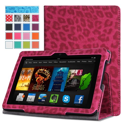 MoKo Amazon Kindle Fire HDX 7" 2013 Case - Slim Folding Case for Fire HDX 7.0 Inch 3rd Generation Tablet, Leopard Red (With Smart Cover Auto Wake / Sleep Feature) MoKo Amazon Kindle Fire HDX 7" 2013 Case - Slim Folding Case for Fire HDX 7.0 Inch 3rd Generation Tablet, Leopard Red (With Smart Cover Auto Wake / Sleep Feature)