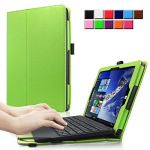 Infiland Linx 1010B / Linx 1010 10.1-Inch Tablet Case Cover- Folio PU Leather Slim Stand Case Cover for Linx 1010B 10.1 Inch Windows 10 Tablet With Keyboard Bundle And Compatible with Linx 1010 10.1-Inch Tablet (Tablet and Keyboard are NOT included)(Green)