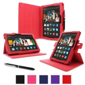 rooCASE Amazon Kindle Fire HDX 8.9 Case - (2014 Current Generation) Dual View Multi Angle Tablet 8.9-Inch 8.9" Stand Cover - RED
