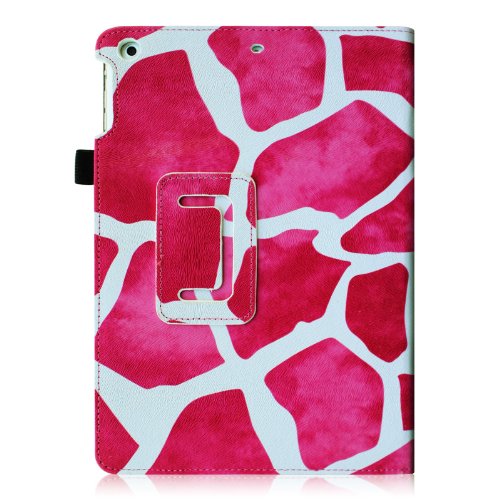 Fintie iPad Air Case - Slim Fit Premium Vegan Leather Folio Case with Smart Cover Auto Sleep / Wake Feature for Apple iPad Air (iPad 5th Generation) 2013 Model, Giraffe Pink