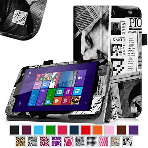 Linx EM-I8270 7 inch Tablet Case - Fintie Premium Vegan Leather Folio Stand Cover with Stylus Loop for Linx 7-inch Windows 8 Tablet, Newspaper Linx EM-I8270 7 inch Tablet Case - Fintie Premium Vegan Leather Folio Stand Cover with Stylus Loop for Linx 7-inch Windows 8 Tablet, Newspaper