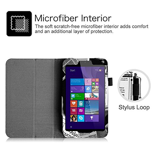 Linx EM-I8270 7 inch Tablet Case - Fintie Premium Vegan Leather Folio Stand Cover with Stylus Loop for Linx 7-inch Windows 8 Tablet, Newspaper Linx EM-I8270 7 inch Tablet Case - Fintie Premium Vegan Leather Folio Stand Cover with Stylus Loop for Linx 7-inch Windows 8 Tablet, Newspaper