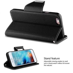 iPhone 6 Case – Vakoo Flip Case iPhone 6 Wallet Case Premium PU Leather Protective Case for iPhone 6 / 6S 4.7 Inch,Black