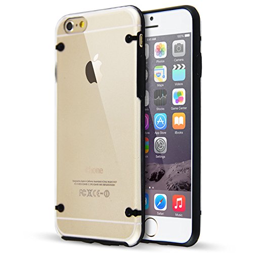 DeviceFun TM - Clear PC and TPU Gel Silicone Bumper Case Cover For iPhone 6 and iPhone 6S (4.7 Inches) with FREE Screen Protector - Black DeviceFun TM - Clear PC and TPU Gel Silicone Bumper Case Cover For iPhone 6 and iPhone 6S (4.7 Inches) with FREE Screen Protector - Black