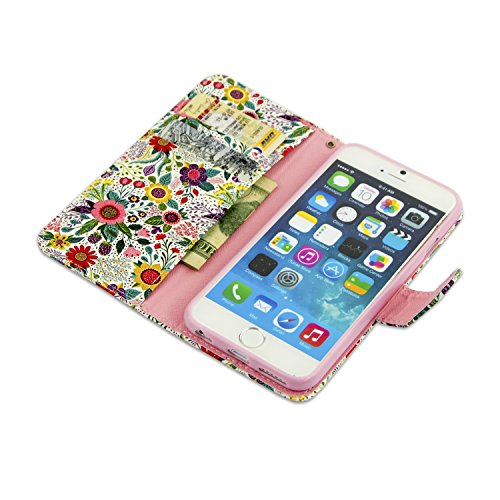 iPhone 6S Wallet Case, Dimaka Floral Pattern Flower Wallet Case, with Flip Stand Card Slots Cash Compartment, Premium PU Leather with Strap Hole for iPhone 6/6S 4.7" Bush Flower iPhone 6S Wallet Case, Dimaka Floral Pattern Flower Wallet Case, with Flip Stand Card Slots Cash Compartment, Premium PU Leather with Strap Hole for iPhone 6/6S 4.7" Bush Flower