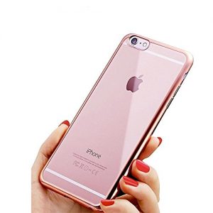 APPLE IPHONE 7 CASE (ROSE GOLD) FLEXIBLE SILICON CASE WITH A METAL EFFECT EDGE VISUAL TRANSPARENCY CASE COVER