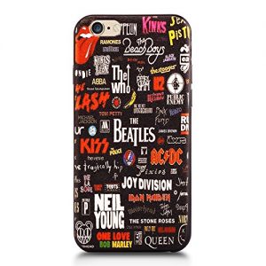 iPhone 6s Case, SLEO Cool Cartoon Funny Design [Non-Slip] [Ultra Slim] Soft TPU Back Cover Bumper Rubber Funky Case for iPhone 6s with 4.7 inch Screen - Music Bands Collection