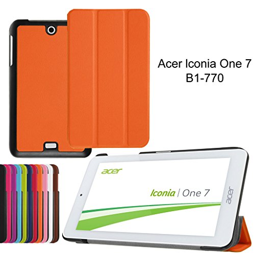 Acer Iconia B1-770 Slim Shell Case,Mama Mouth Ultra Slim Lightweight 3-folding PU Leather Standing Cover For 7" Acer Iconia B1-770 Android Tablet,Orange Acer Iconia B1-770 Slim Shell Case,Mama Mouth Ultra Slim Lightweight 3-folding PU Leather Standing Cover For 7" Acer Iconia B1-770 Android Tablet,Orange
