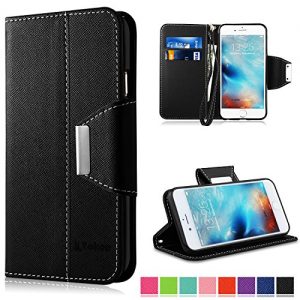 iPhone 6 Case – Vakoo Flip Case iPhone 6 Wallet Case Premium PU Leather Protective Case for iPhone 6 / 6S 4.7 Inch,Black