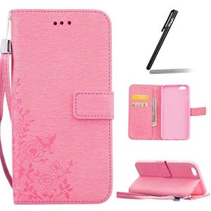 iPhone 6S Plus Case,iPhone 6 Plus Case - Ukayfe Vintage Embossed Flower Butterfly Premium PU Leather Flip Wallet Pouch Case with Card Holders and Hand Strap for 5.5 inch iPhone 6/6S Plus - Pink iPhone 6S Plus Case,iPhone 6 Plus Case - Ukayfe Vintage Embossed Flower Butterfly Premium PU Leather Flip Wallet Pouch Case with Card Holders and Hand Strap for 5.5 inch iPhone 6/6S Plus - Pink