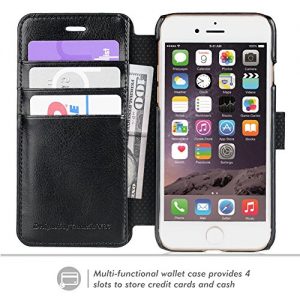 TANNC iPhone 7 Case, Flip Leather Wallet Phone Case [Free Screen Protector Included] [Layered Dandy] - [Card Slot][Flip][Wallet] - For Apple iPhone 7 - Black
