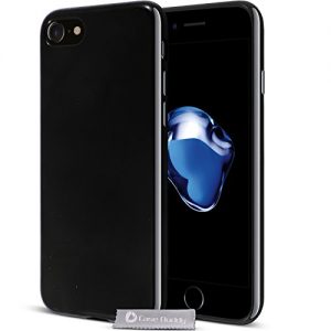 For iPhone 7, Jet Black Solid Silicone Soft Gel Shockproof Gloss Case Cover for iPhone 7 [4.7"][Black]