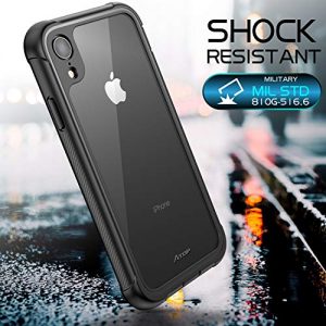 ATOP iPhone Xr case, Full-Body Protection Rugged Clear Bumper Case with Built-in Screen Protector,Heavy Duty Dropproof Shockproof Case for iPhone Xr 6.1 Inch 2018 (Black Clear)