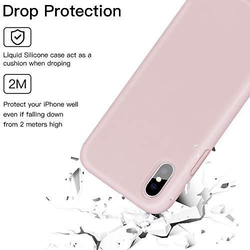 ProBien Case for iPhone X/iPhone XS, Liquid Silicone Full Protective Cover with Free Tempered Screen Protector Shockproof Shell for New 2018 iPhone X/iPhone XS (5.8″)-Sand Pink ProBien Case for iPhone X/iPhone XS, Liquid Silicone Full Protective Cover with Free Tempered Screen Protector Shockproof Shell for New 2018 iPhone X/iPhone XS (5.8″)-Sand Pink
