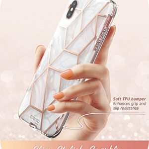 i-Blason iPhone Xs Case, [Scratch Resistant] [Cosmo] Full-body Bling Glitter Sparkle Clear Bumper Case with Built-in Screen Protector for iPhone Xs Case (2018 Release)(Marble)