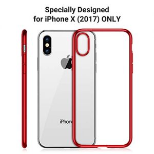 TORRAS iPhone X Case [Specially Designed for X 2017] Crystal Clear Anti-Yellow Thin Slim Fit with Stylish Silicone Bumper Edge Reinforced Shockproof Phone Case Cover for iPhone X – Red