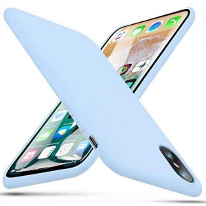 BKSTONE iPhone X Case, iPhone Xs Case Liquid Silicone Gel Rubber Shockproof Case with Soft Microfiber Cloth Lining Cushion for 5.8″ Apple iPhone XS/X Case (Light blue)