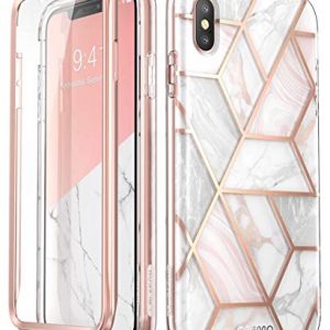 i-Blason iPhone Xs Case, [Scratch Resistant] [Cosmo] Full-body Bling Glitter Sparkle Clear Bumper Case with Built-in Screen Protector for iPhone Xs Case (2018 Release)(Marble)