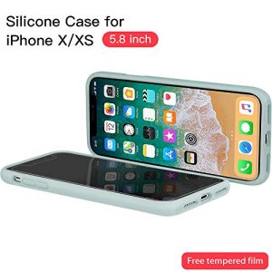 ProBien Case for iPhone X/iPhone XS, Liquid Silicone Full Protective Cover with Free Tempered Screen Protector Shockproof Shell for New 2018 iPhone X/iPhone XS (5.8″)-Mint Green